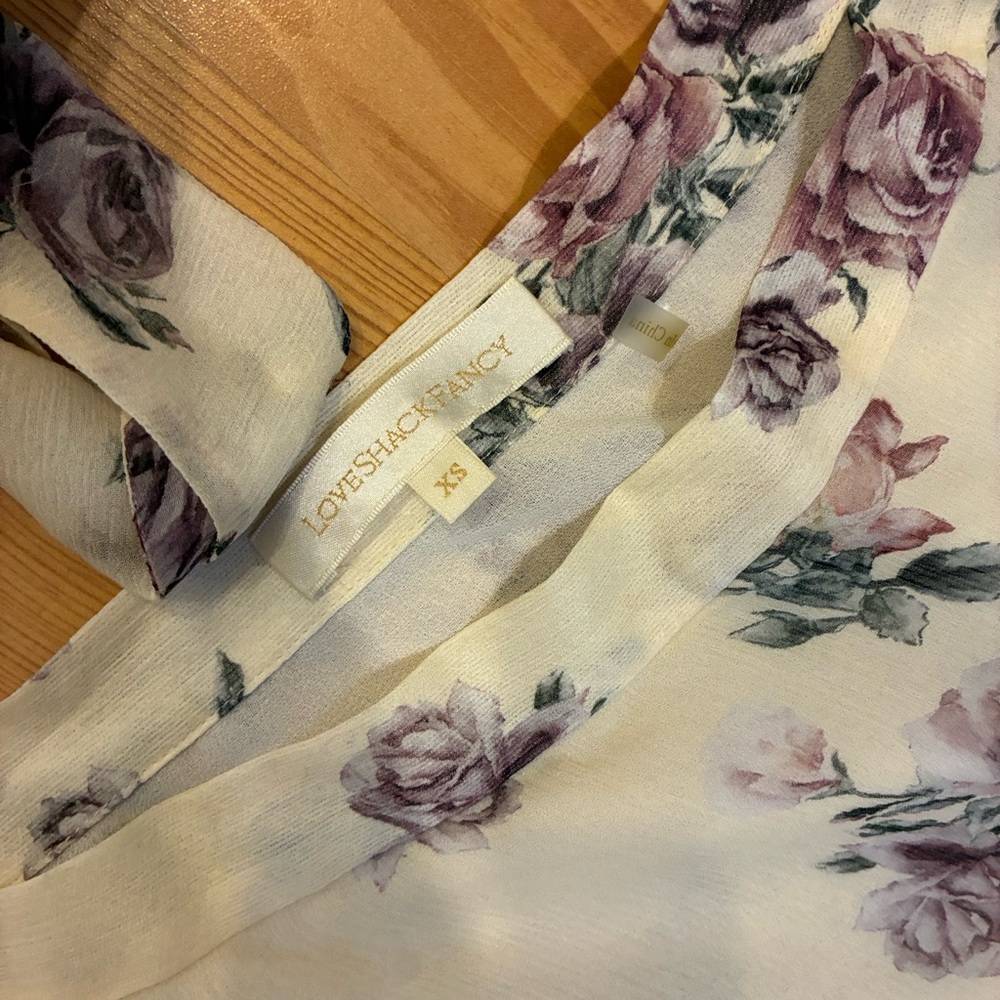 LoveShackFancy Ivory Floral  Top with matching skirt  skirt XS top S - Picture 4 of 8